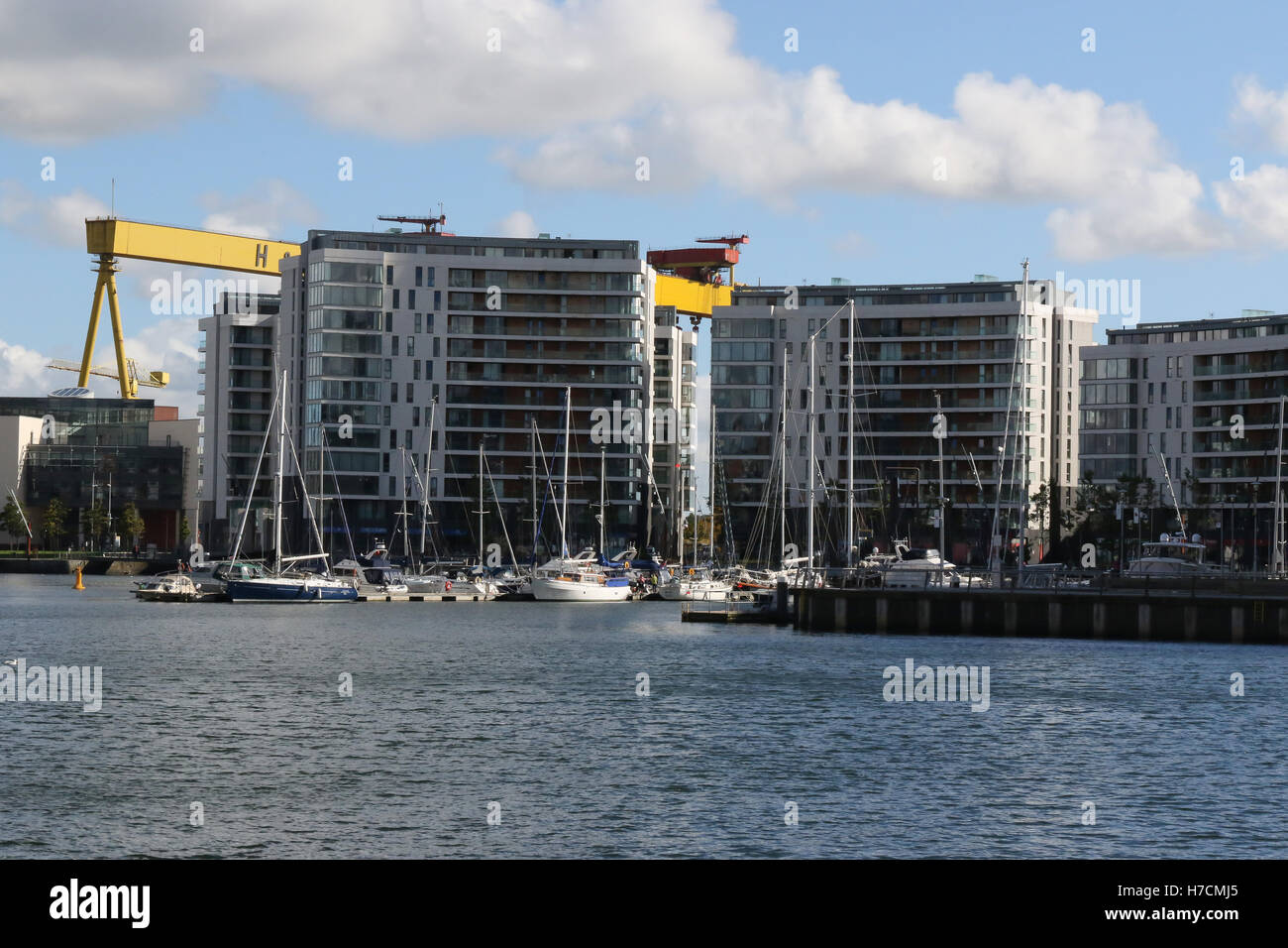 Belfast Hafen Marina und Unterkunft in Abercorn Marina, Hafen von Belfast, Belfast, Nordirland. Stockfoto