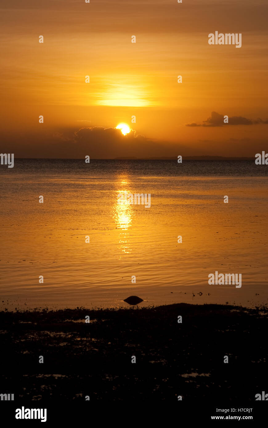 Sonnenuntergang von hoga Insel, Wakatobi National Park, Sulawesi Stockfoto