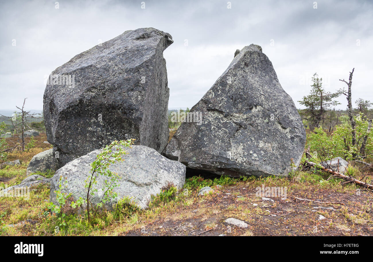 In Karelien (Russland) am Berg von den Vottovaara Stein gebrochen Stockfoto