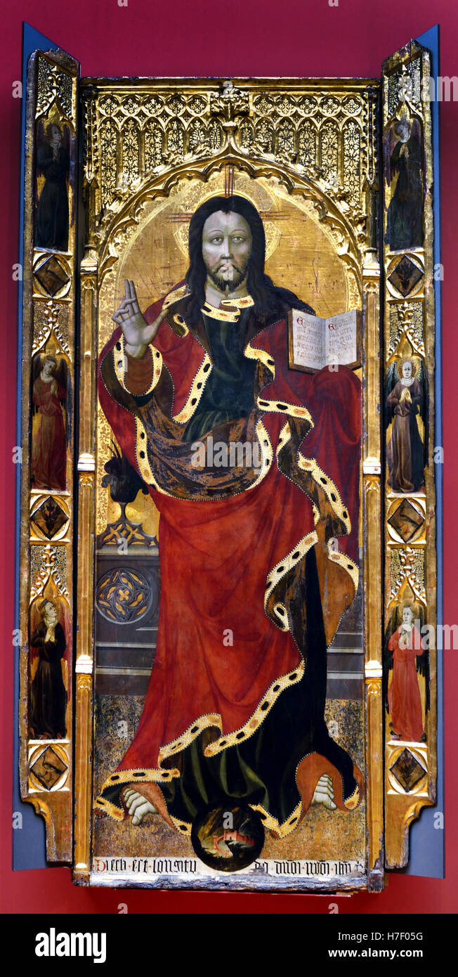Der Segen Christi auf der Kugel, sechs Anbetende Engel 1430 Pedro Nicolau1390-1430 Valence gotischen Spanien Spanisch Stockfoto