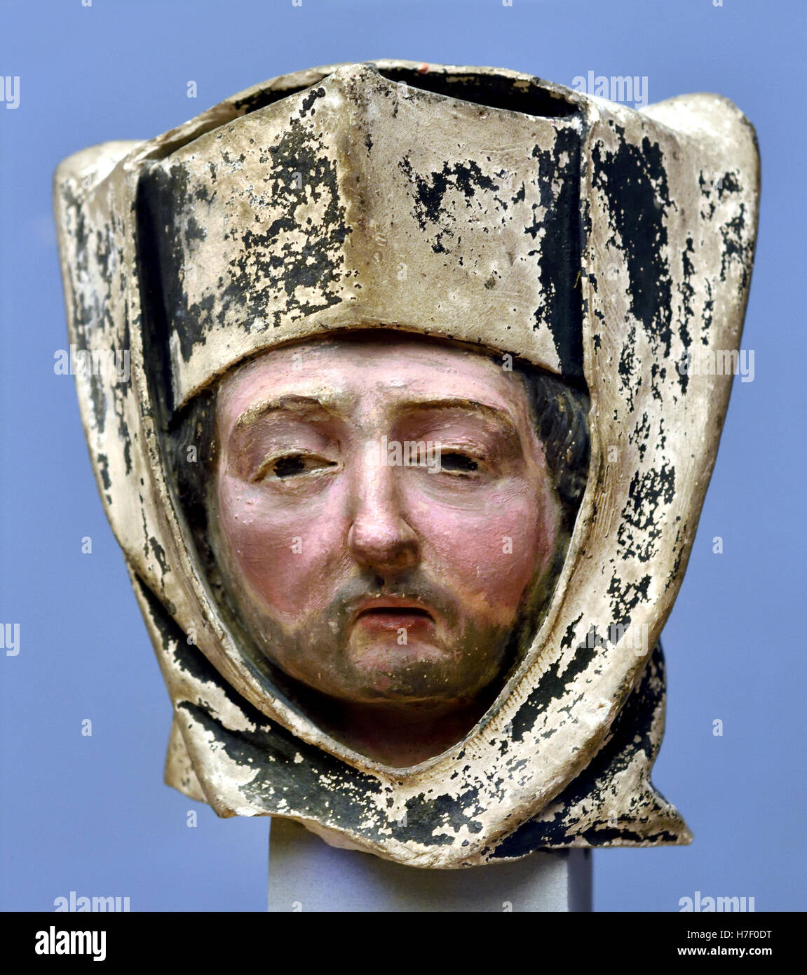 Kopf von einem geistlichen 1450 ((Ton, alte Version verbrannt) Frankreich Französisch Stockfoto