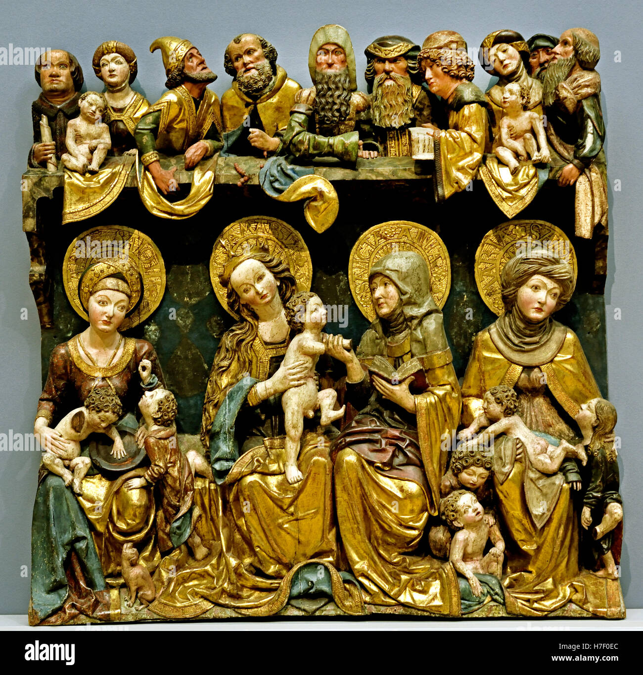 Holy Kinship 1588 Schlesien Preußen - Schlesien Preußen German Germany die Holy Kinship war die Großfamilie Jesu, die von seiner Großmutter mütterlicherseits, der heiligen Anna, aus ihrem Trinubium oder drei Ehen abstammte. Stockfoto