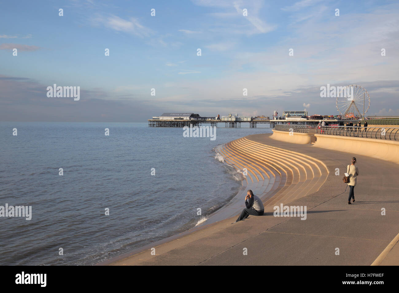 Blackpool Promenade an der Küste von Lancashire Stockfoto