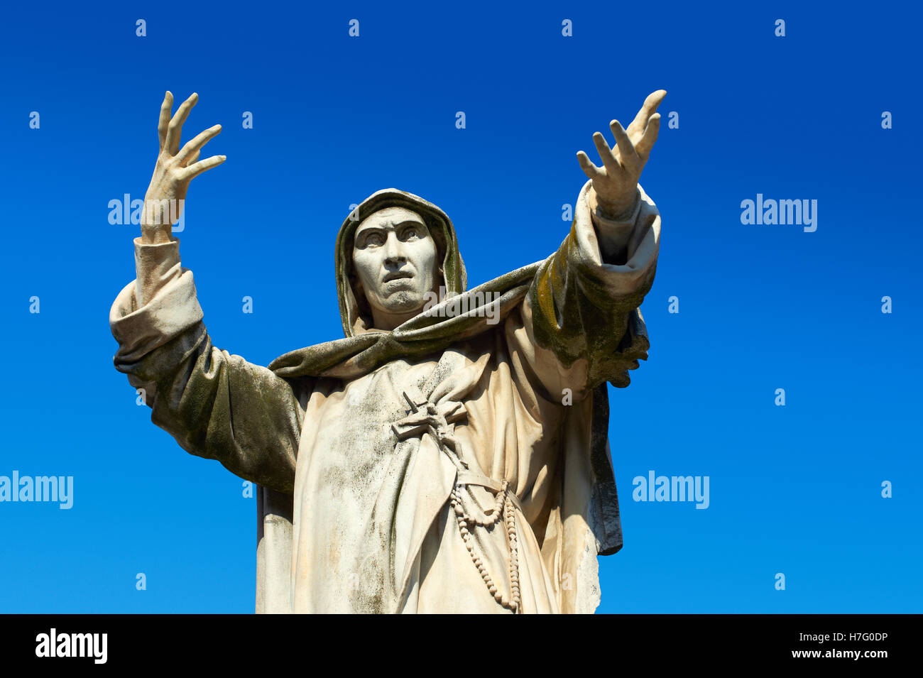 Statue von Savonarola Statue, Ferrara, Italien Stockfoto