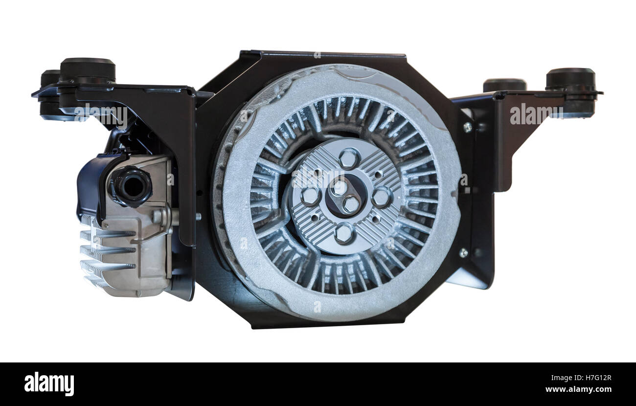 Schwerlast-LKW-Induktion bremst System isoliert auf weißem Hintergrund Stockfoto