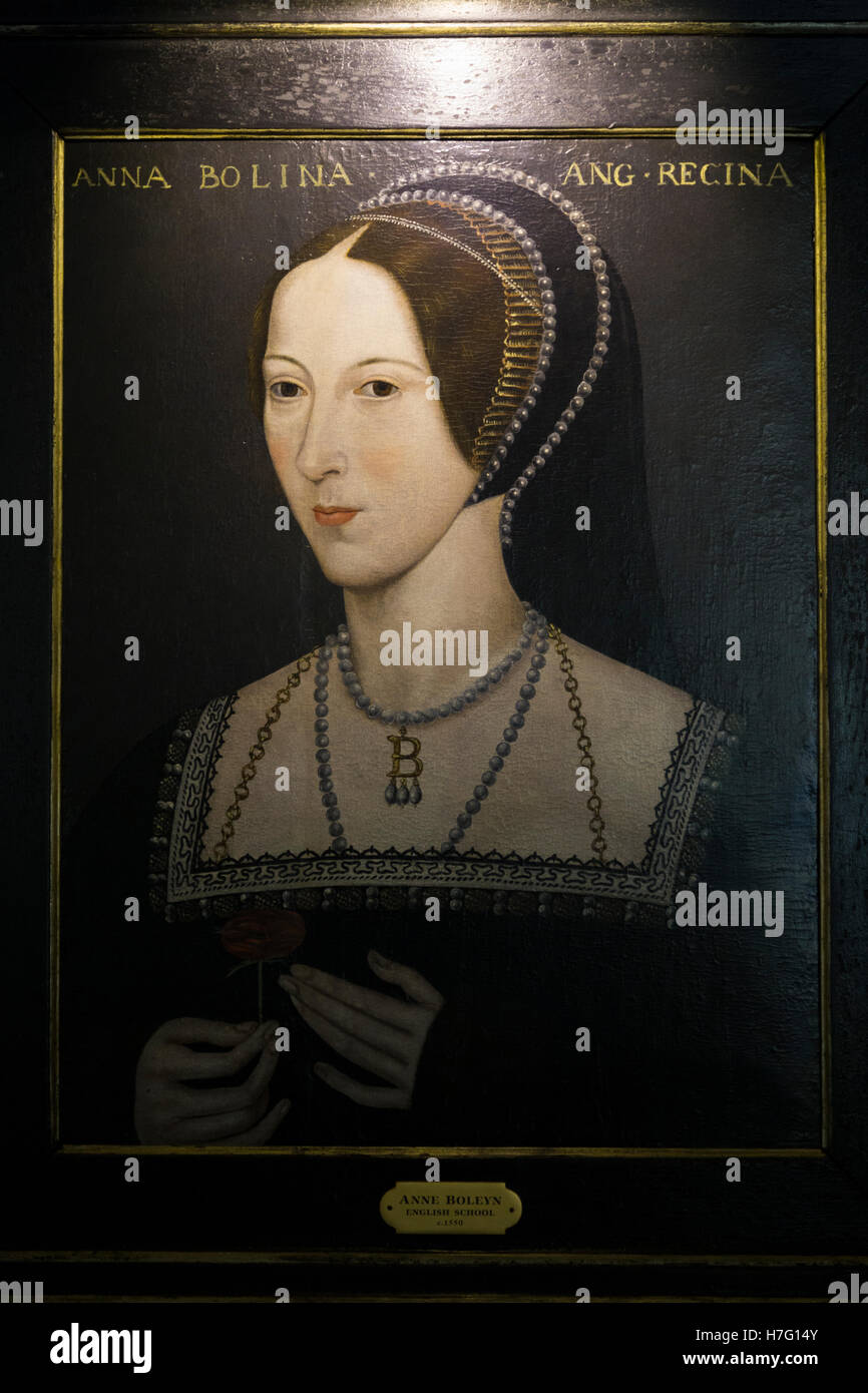 Lackierte / Malerei / Porträt in Ölen von Königin Anne Boleyn von England, zweite Ehefrau von König Henry VIII. Stockfoto