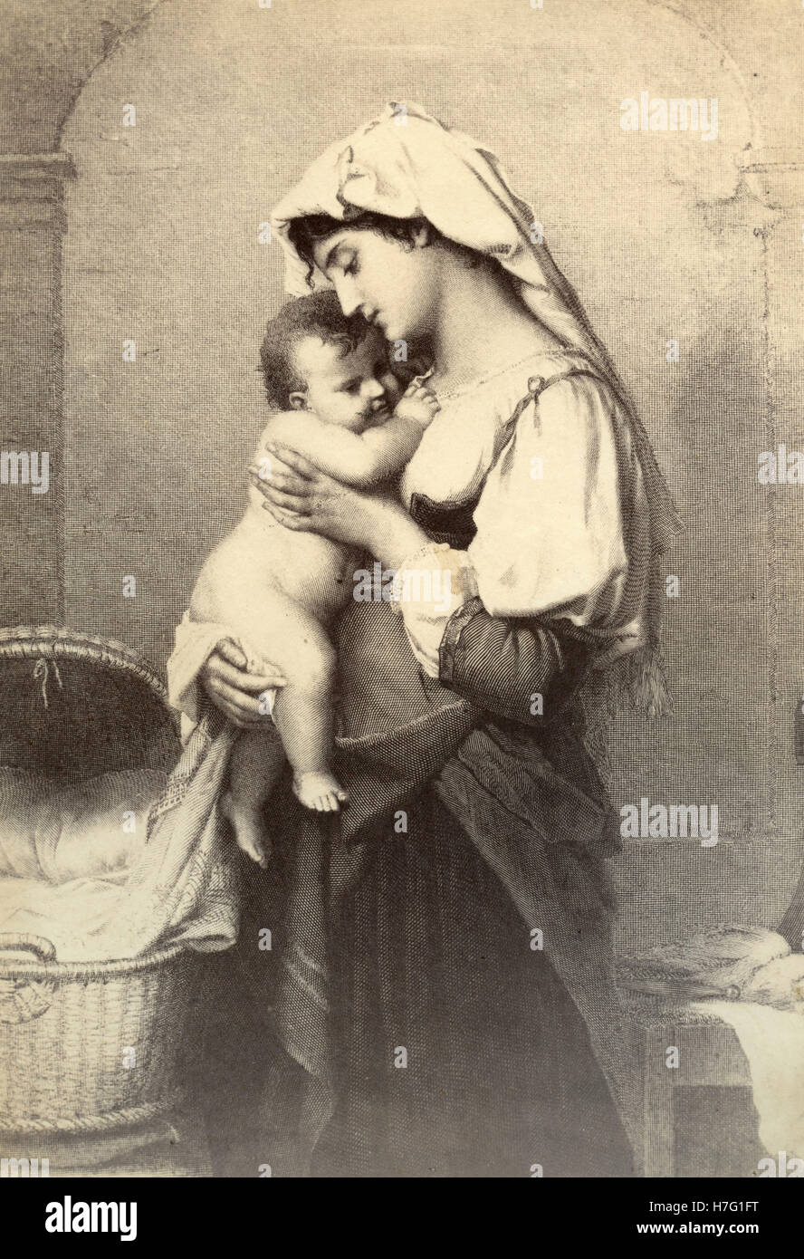 Die erste Hoffnung, Kupferstich von CF Jalabert Stockfoto