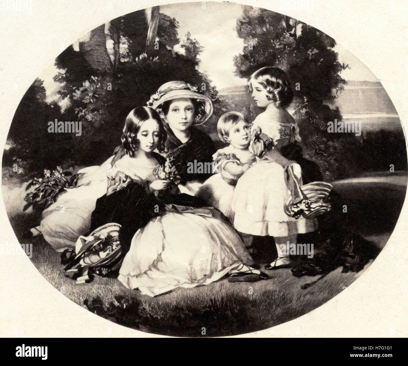 Vier Töchter der englischen Königin Victoria, Radierung Stockfoto