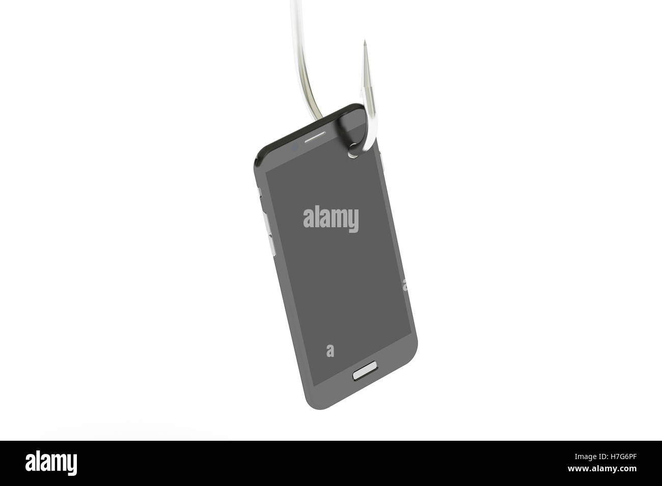 Phishing-Konzept mit Smartphone, 3D rendering Stockfoto