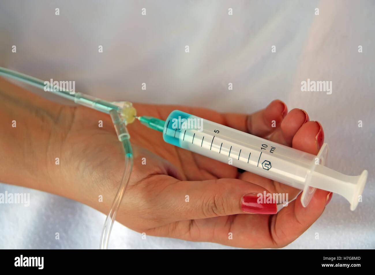 Intravenöse Infusion System. Intravenöse Therapiebehandlung. Stockfoto