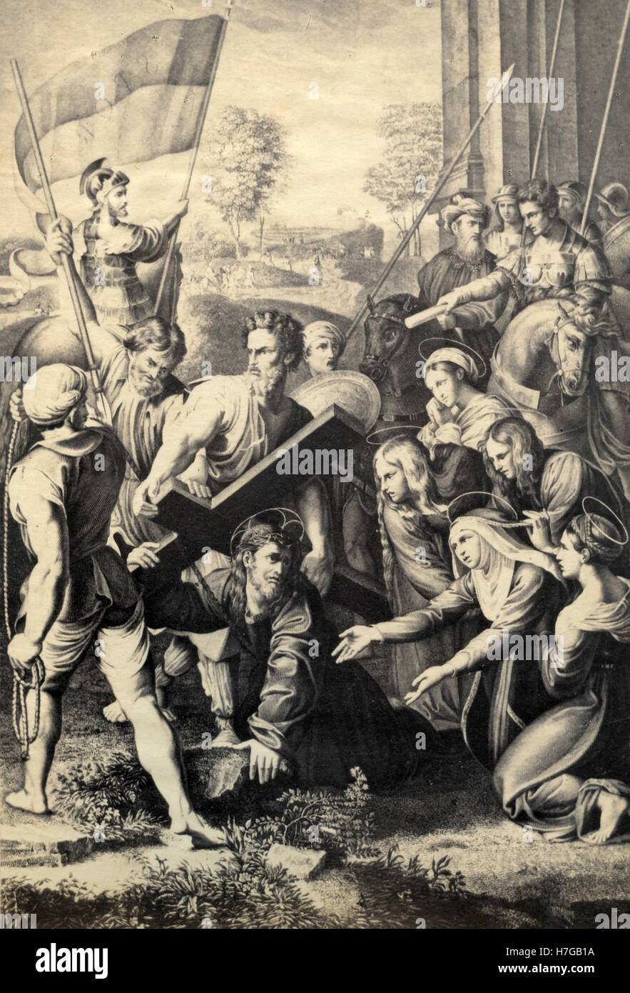 Christus auf dem Weg zum Kalvarienberg, Gemälde von Raphael fallen Stockfoto