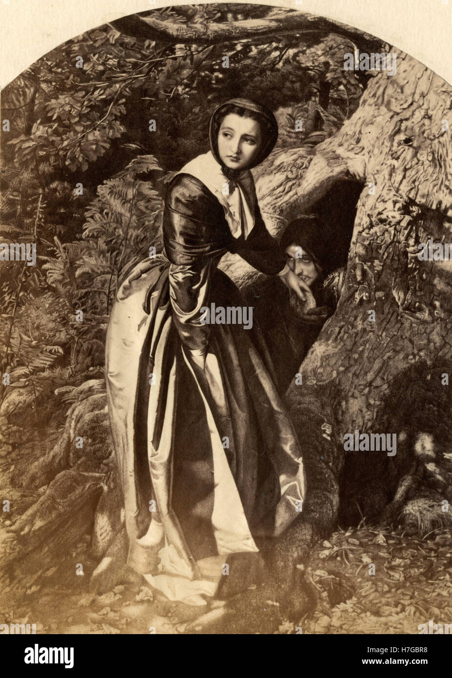 Die heimliche Liebe, Gravur Stockfoto