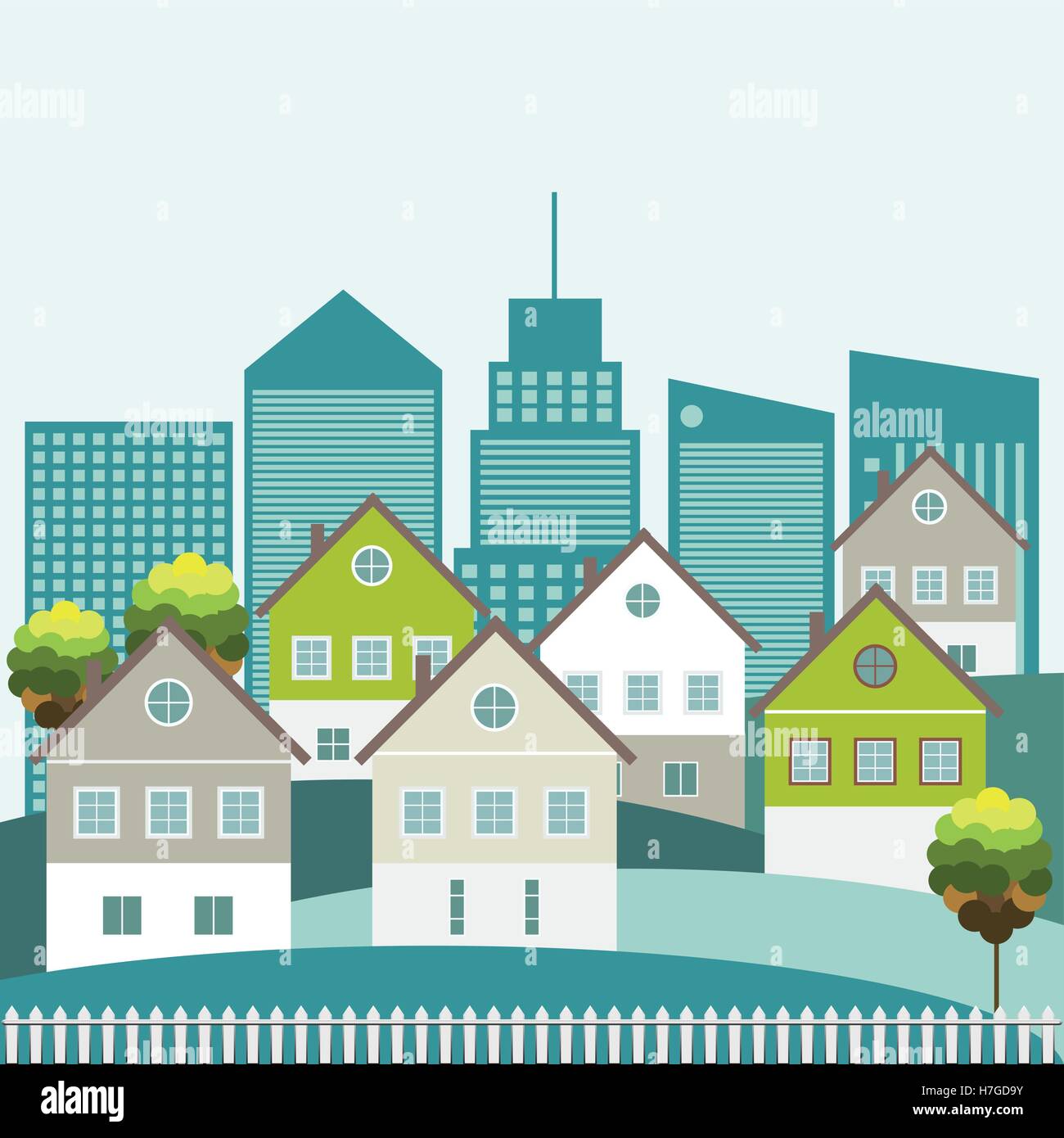 Bunte Häuser zum Verkauf / Miete. Immobilien. Energieeffizienz, denken Sie, dass grüne Konzept Stock Vektor Bunte Häuser zum Verkauf / Miete. Immobilien. Energieeffizienz, denken Sie, dass grüne Konzept Stock Vektor