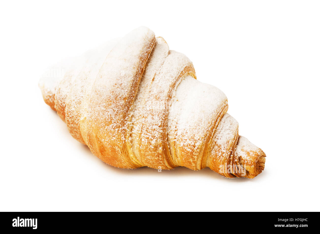 Frische und leckere Croissant isoliert auf weißem Hintergrund Stockfoto