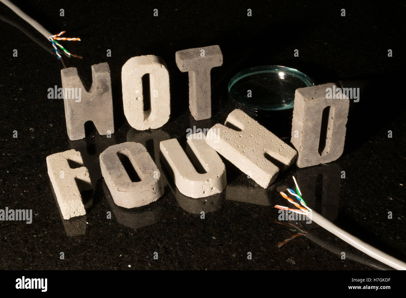 Gefunden Sie Text für fehlende Seite oder Datei, wenn Sie verknüpfen oder die Suche auf der Webseite nicht. Stockfoto