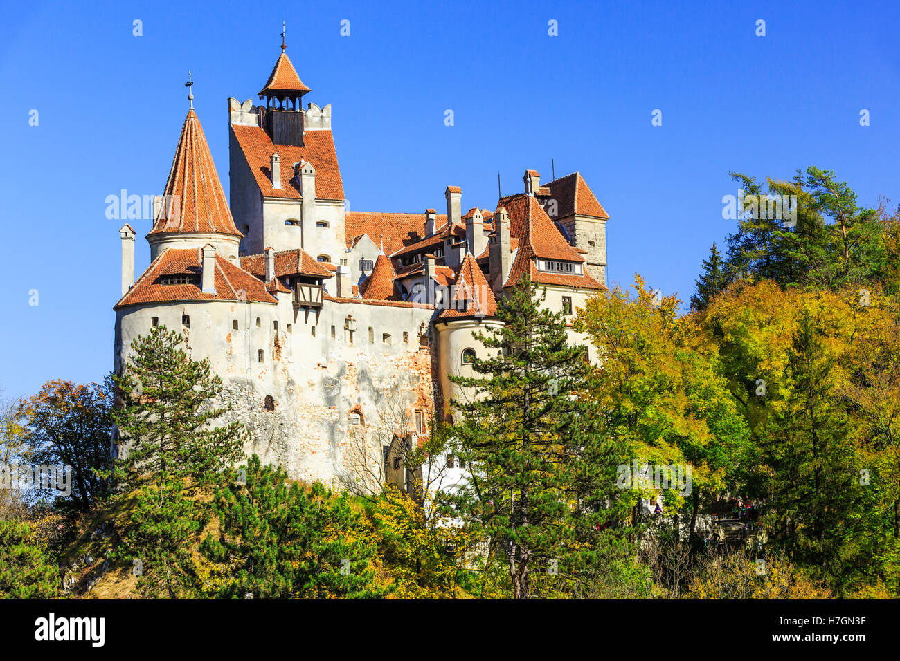 Die mittelalterliche Burg Bran, bekannt für den Mythos von Dracula. Siebenbürgen, Rumänien Stockfoto