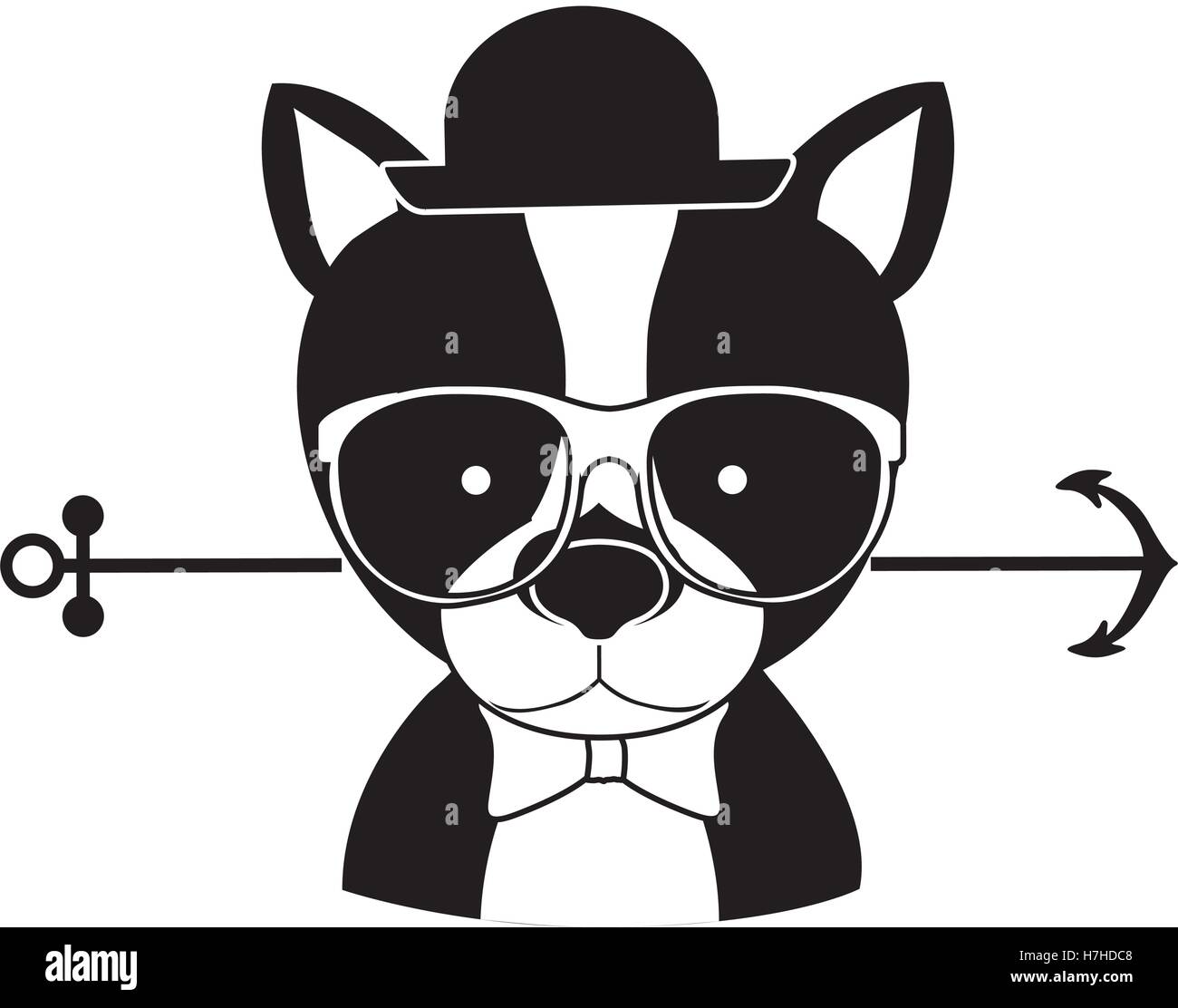 Comic-Hund mit Brille und Bogen tie.animal Hipster Lifestyle-Design.  Vektor-illustration Stock-Vektorgrafik - Alamy