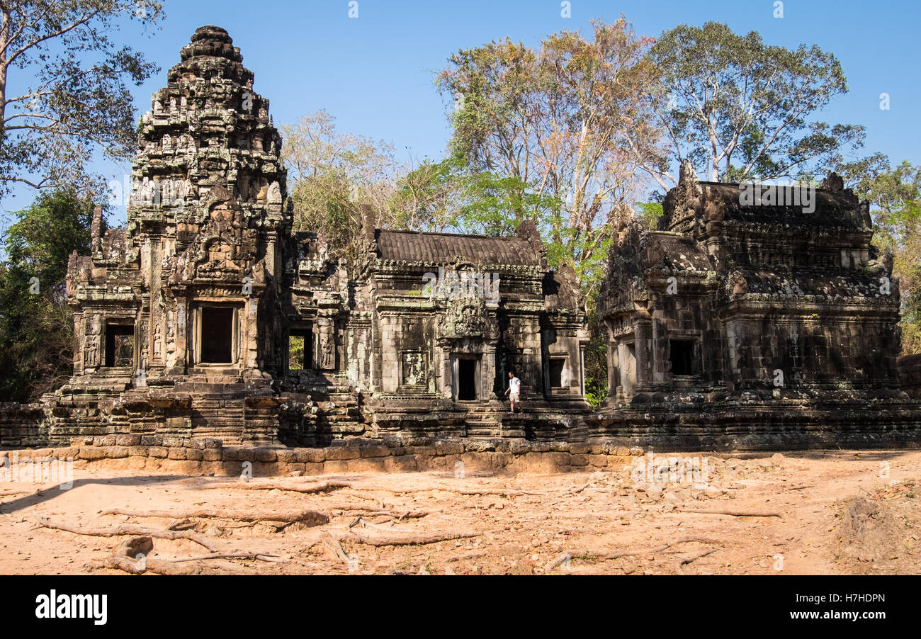 Ein Tourist in Chau Say-Tempel in Siem Reap, Kambodscha Stockfoto
