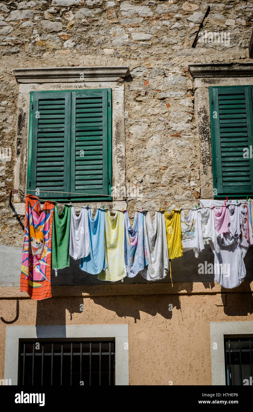 Waschen auf Linie, Rijeka, Kroatien Stockfoto