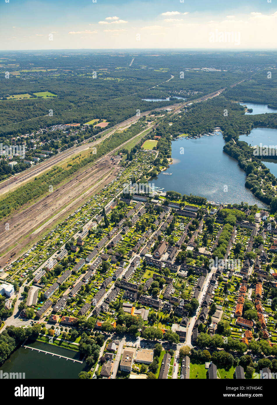 Antenne, Duisburg-Wedau Bissingheim, Duisburg-Wedau Bissingheim Deutschland, Deutschland Duisburg, Ruhrgebiet, Nordrhein-Westfalen, Stockfoto