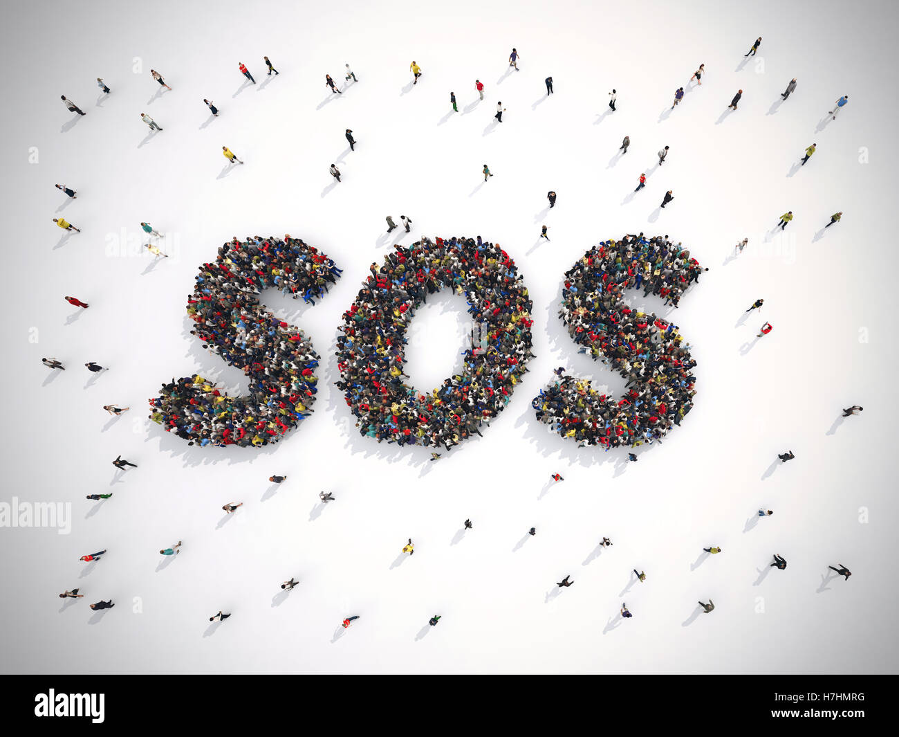 3D-Rendering des Menschen SOS-Konzept. 3D Rendering Stockfoto