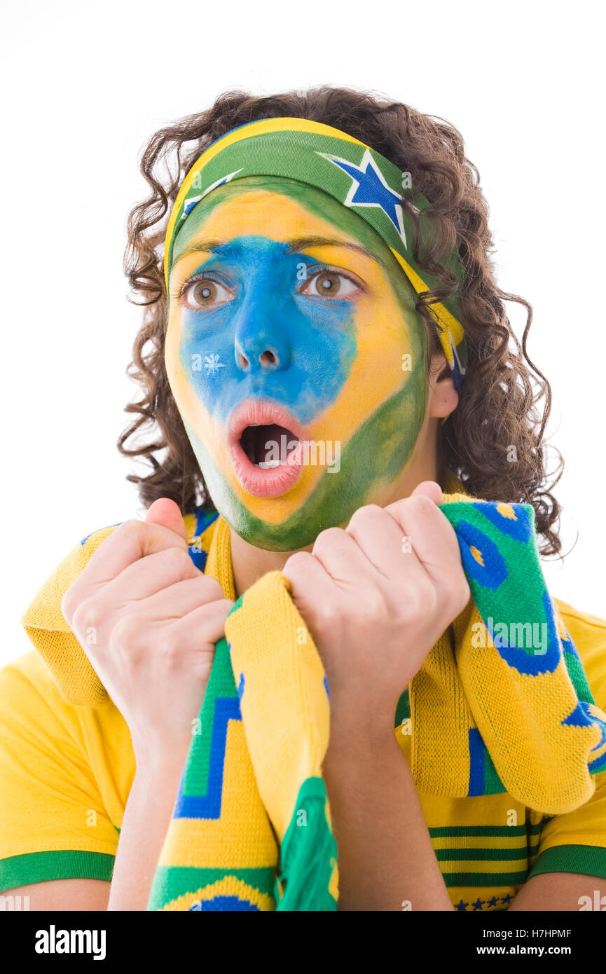 Brasilianische Frauen Fußball-fan Stockfoto