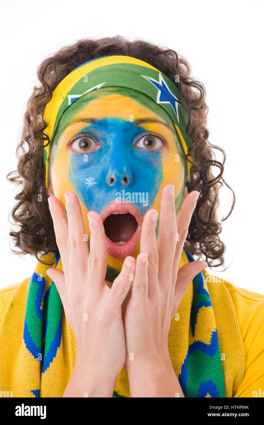 Brasilianische Frauen Fußball-fan Stockfoto