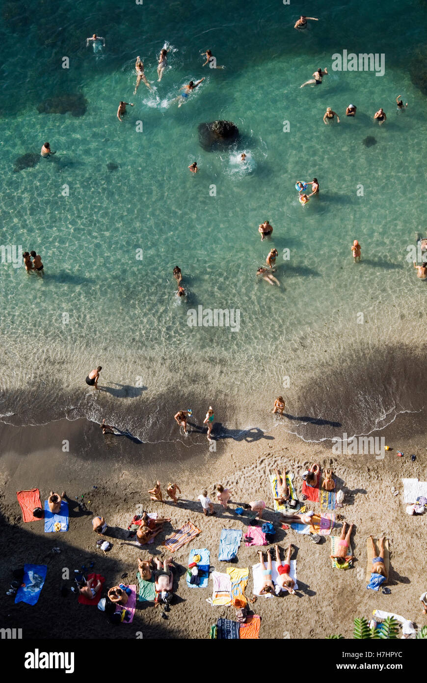 Strand in Sorrent am Golf von Neapel, Italien, Europa Stockfoto