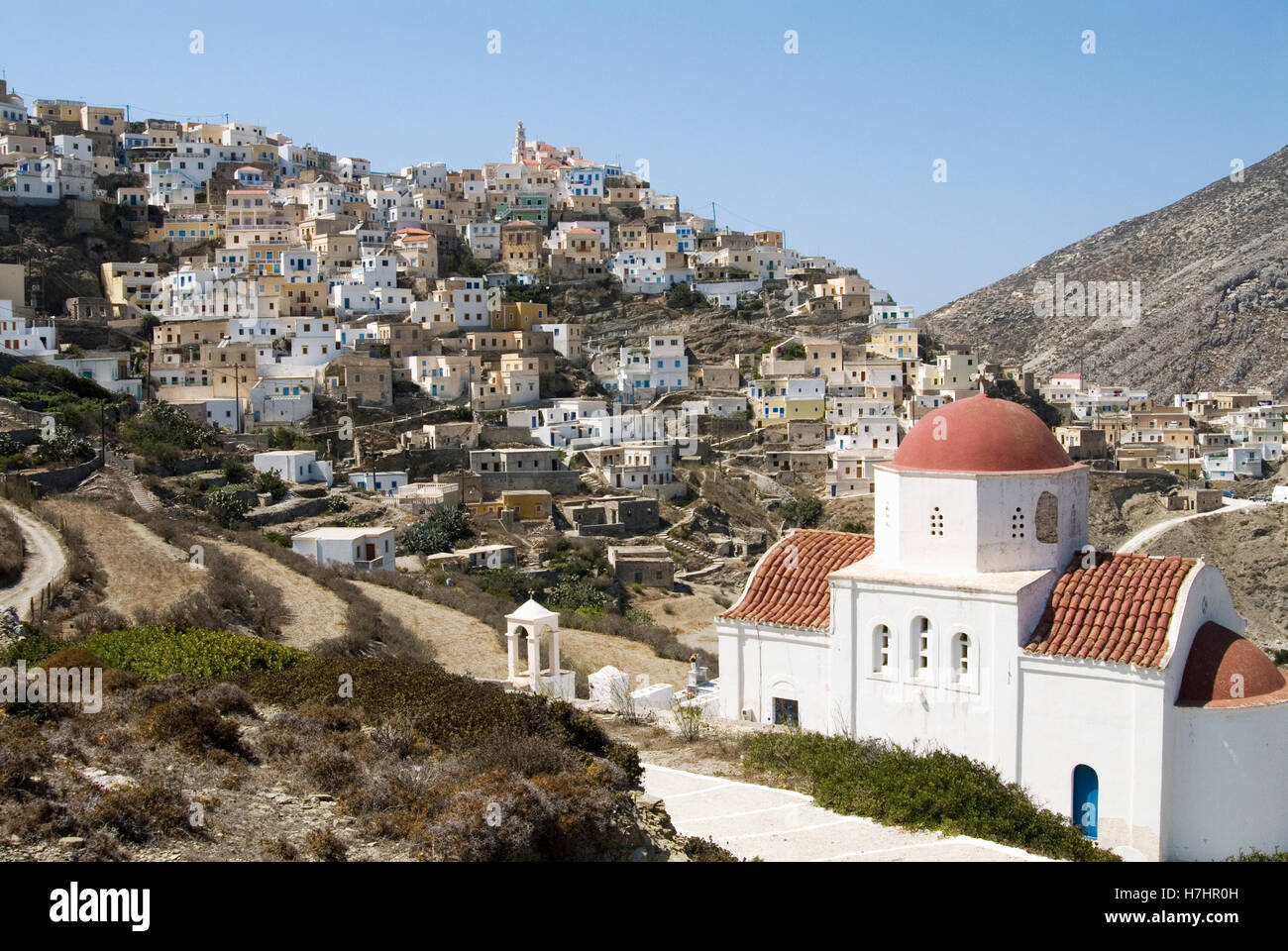 Berg Dorf Olympos auf der griechischen Insel Karpathos, Griechenland, Europa Stockfoto