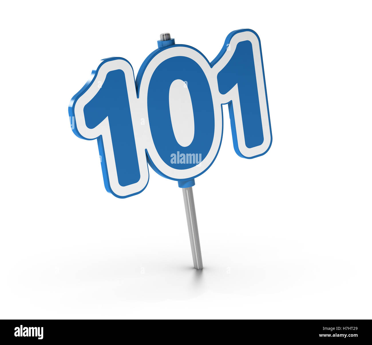 3D Illustration die Nummer 101 auf weißem Hintergrund. Symbol der Einführungskurse Stockfoto
