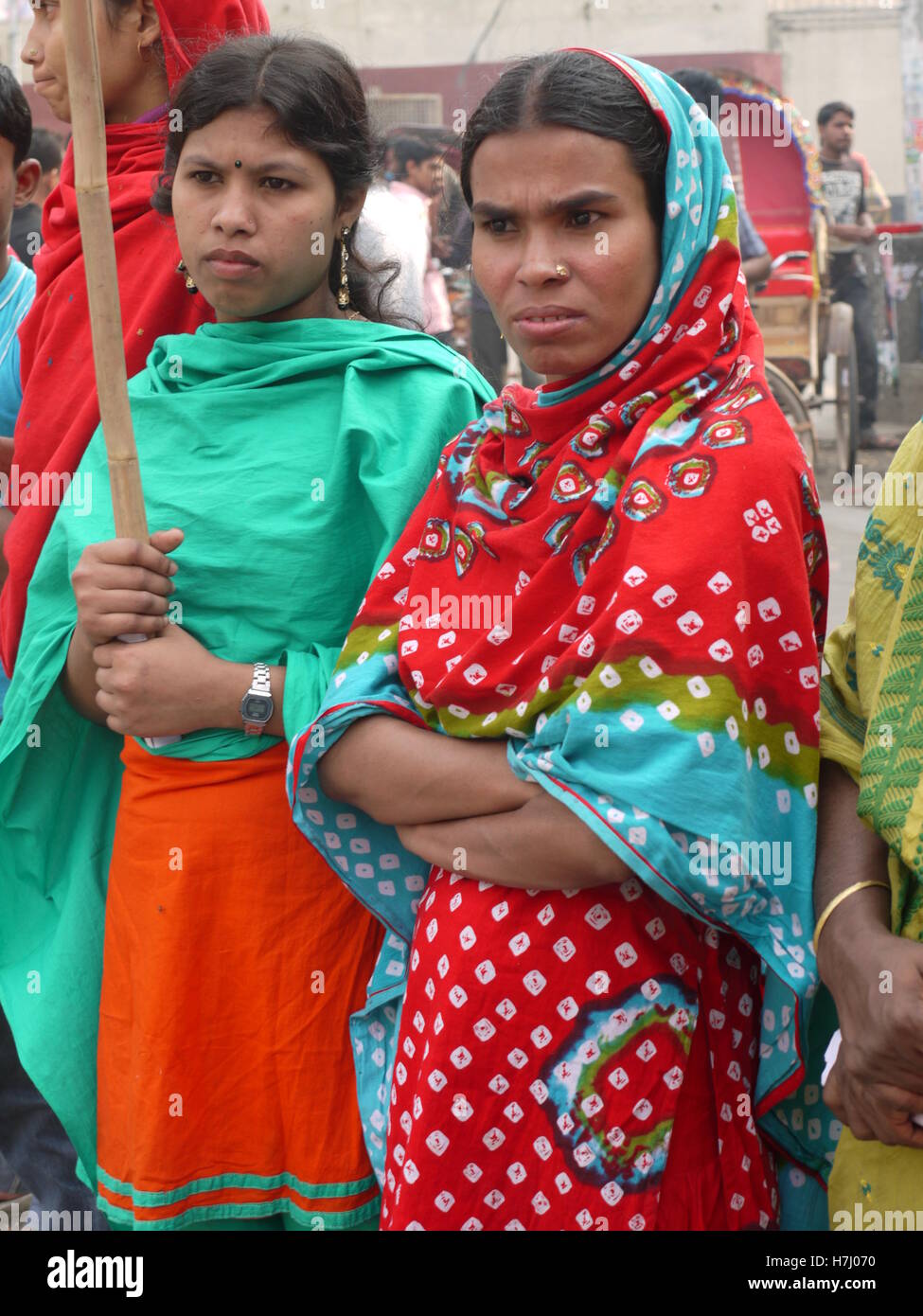 Frauen in der Textilindustrie in Bangladesch arbeiten demonstrieren für bessere Arbeitsbedingungen in Dhaka Stockfoto