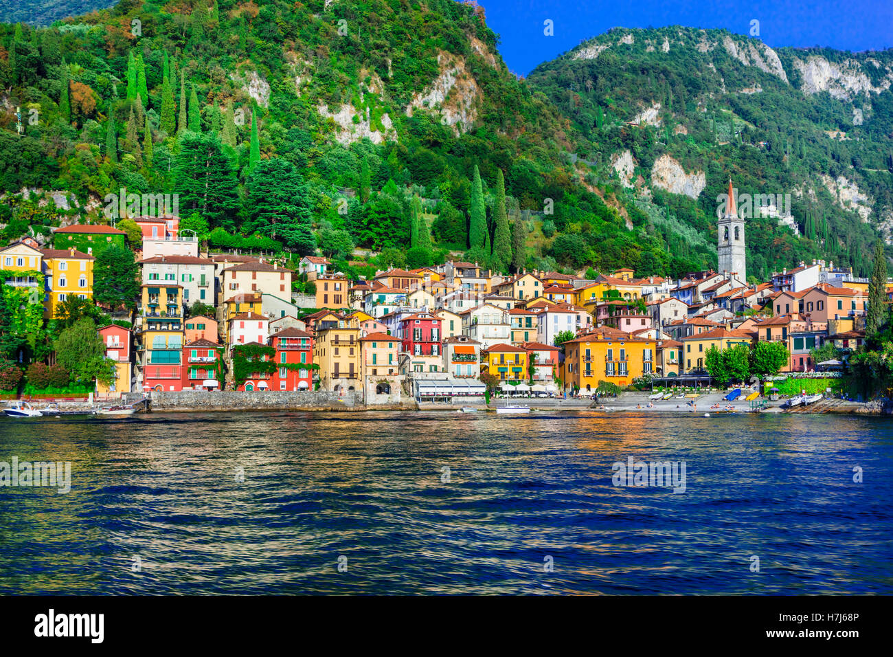 Pictoria Landschaft des Lago di Como - Varenna Dorf Stockfoto