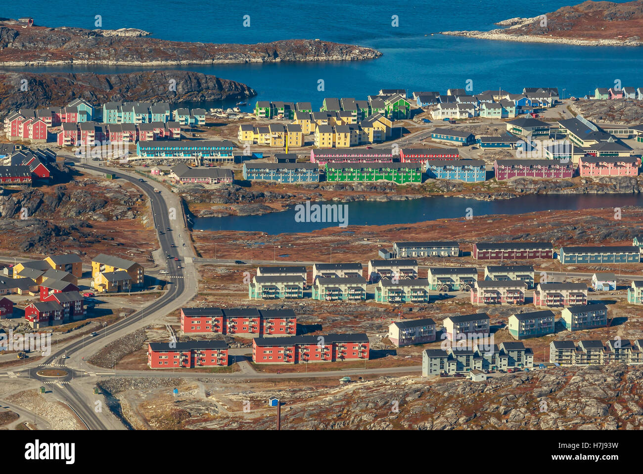 Nuuk lebenden Blöcke, Ansicht von oben, Grönland Stockfoto