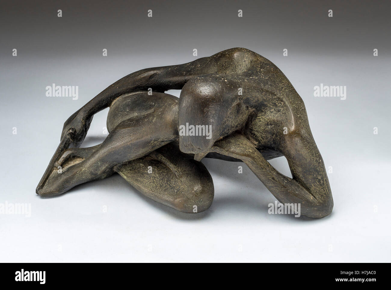 Die Verzweiflung, patinierten Gips Skulptur des französischen Bildhauers Jean Henninger Stockfoto