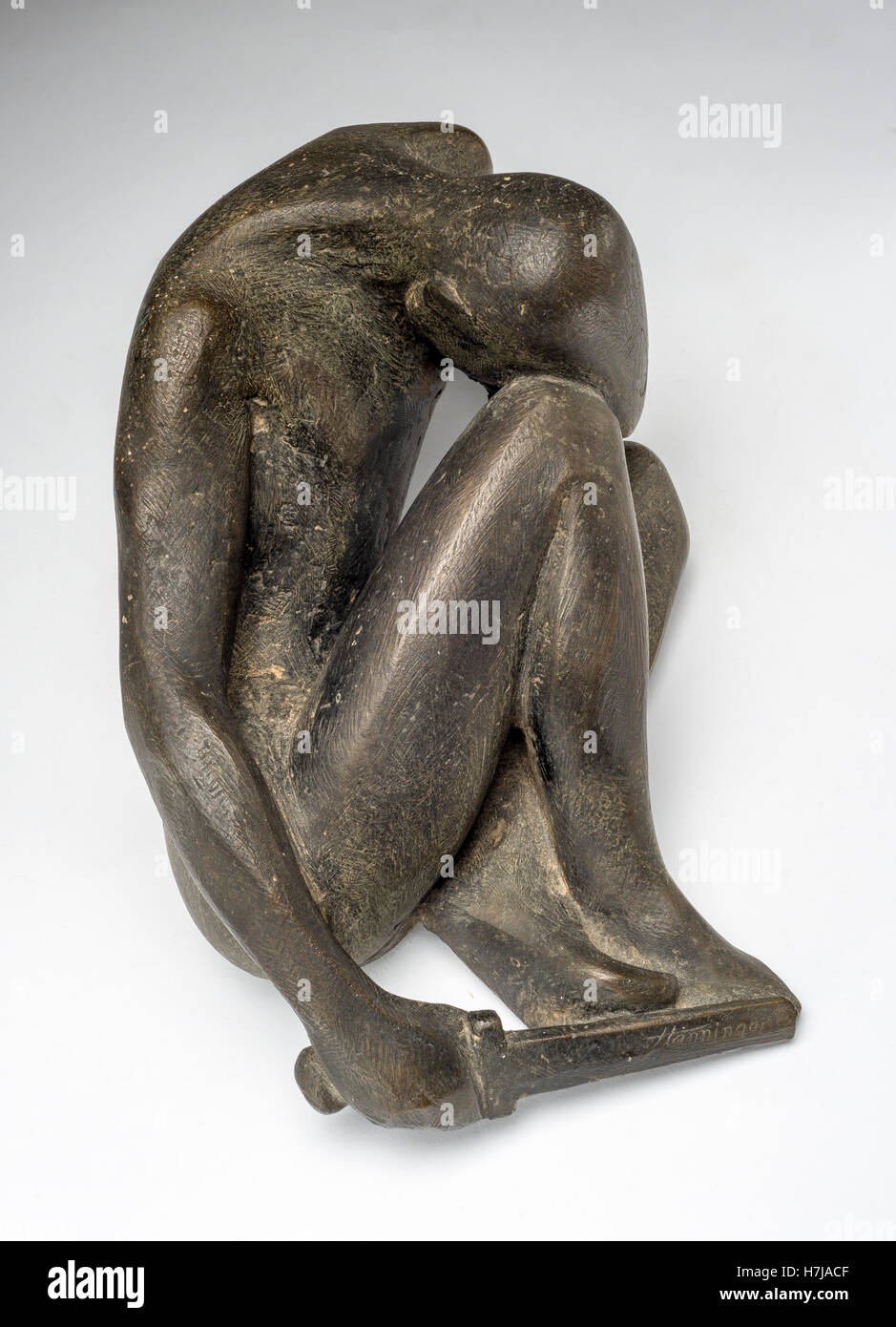 Die Verzweiflung, patinierten Gips Skulptur des französischen Bildhauers Jean Henninger Stockfoto