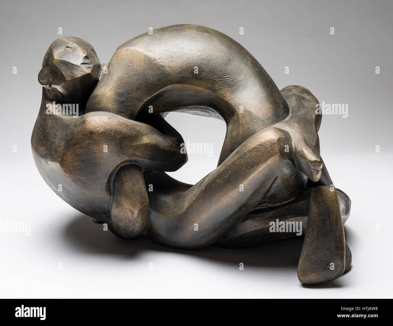 Ringern, patiniert Gips Skulptur des französischen Bildhauers Jean Henninger 1958 Stockfoto