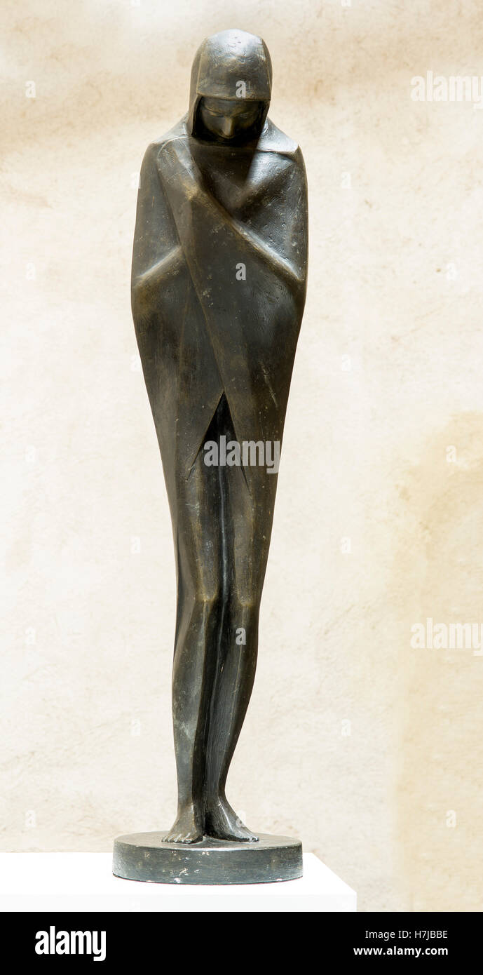 Kontemplation, patiniert Gips Skulptur des französischen Bildhauers Jean Henninger 1955 Stockfoto