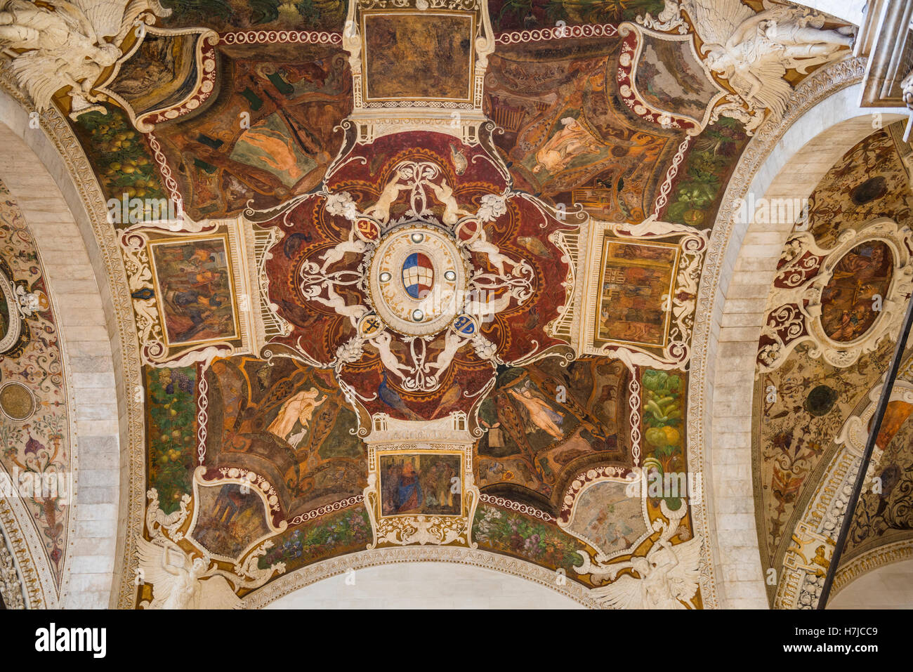 Deckenfresken in La Loggia della Mercanzia, Siena, Toskana, Italien Stockfoto