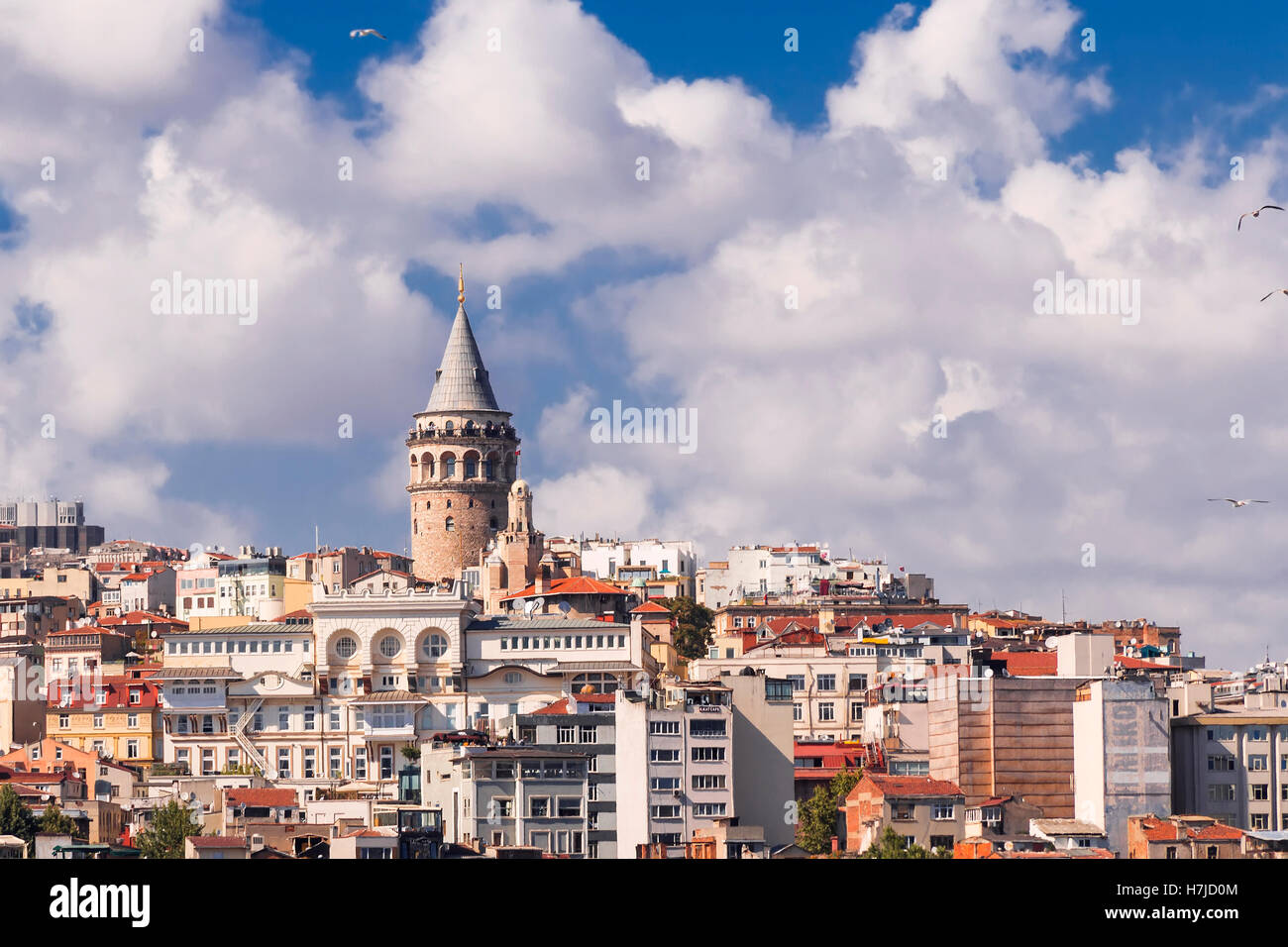 Sehenswürdigkeiten von Istanbul. Ansicht der Stadt. Alten Galata-Turm. Berühmte Denkmal in der Türkei. Stockfoto