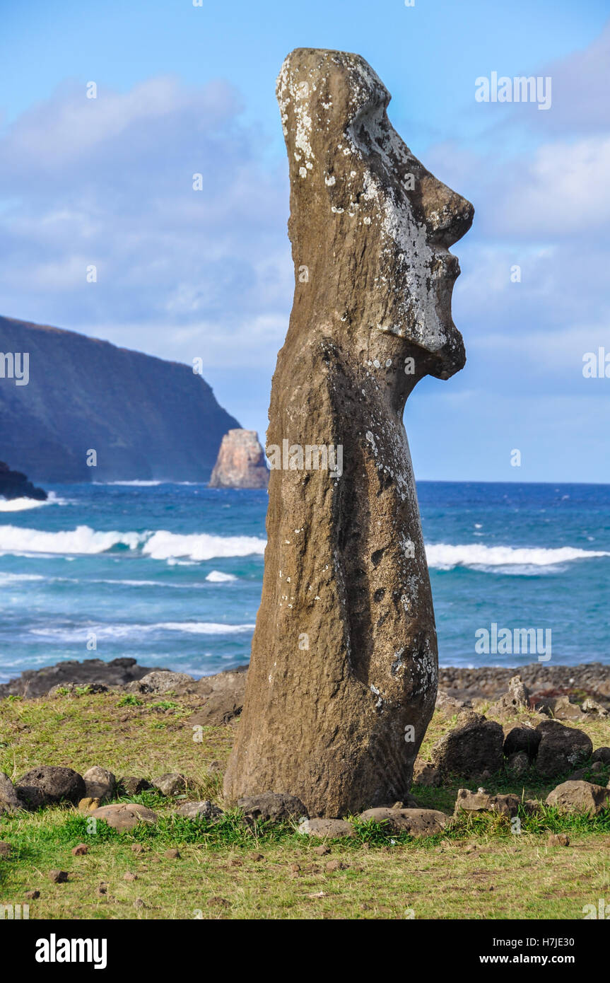 Moai Statuen am Ahu Tongariki Standort in Osterinsel, Chile Stockfoto