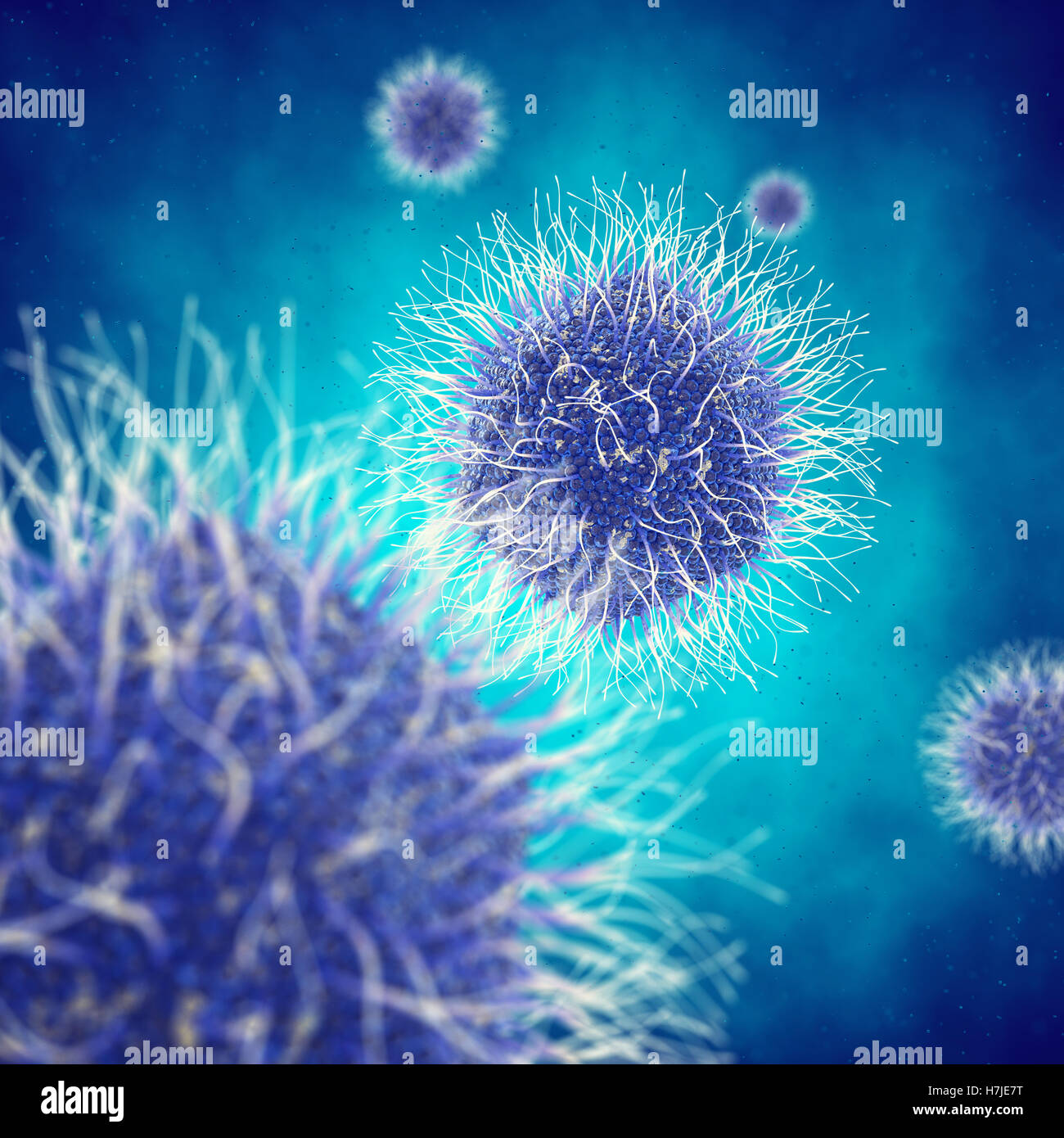 Viren in infizierten Organismus, Viruserkrankung, Keim Infektionen, Mimivirus Stockfoto