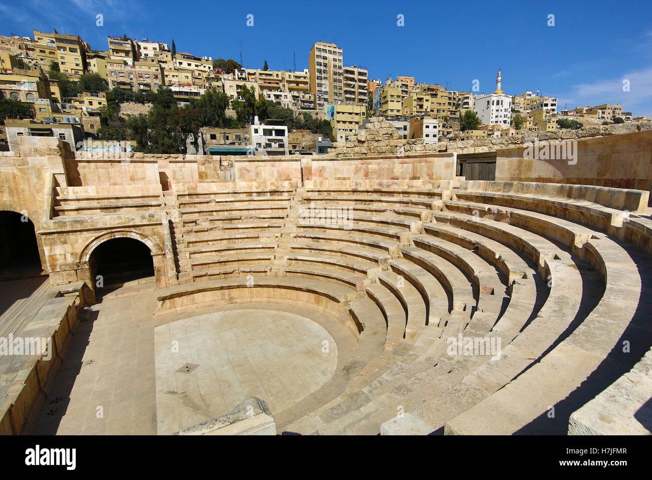 Kleines Amphitheater auf dem Haschemitischen Hauptplatz in der Altstadt, Amman, Jordanien Stockfoto