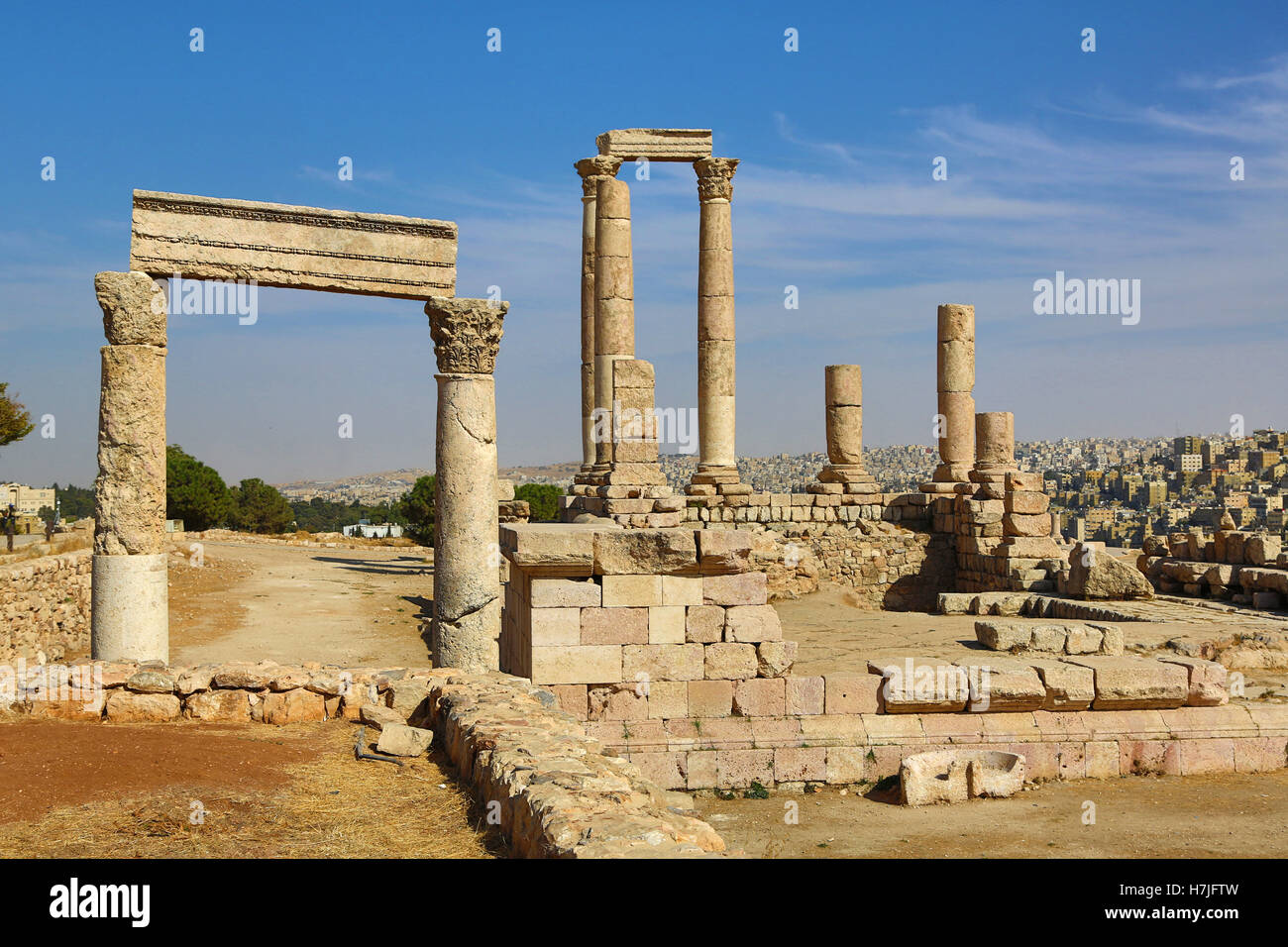 Der Tempel des Herkules in Amman Zitadelle, Jabal Al-Qala, Amman, Jordanien Stockfoto