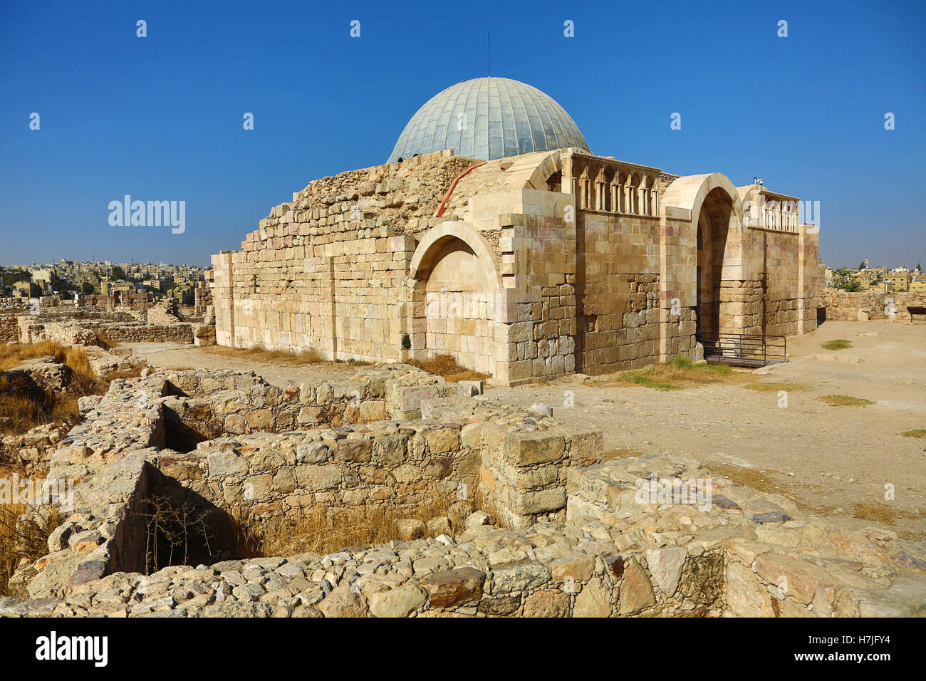 Die Umayyaden-Palast in Amman Zitadelle, Jabal Al-Qala, Amman, Jordanien Stockfoto