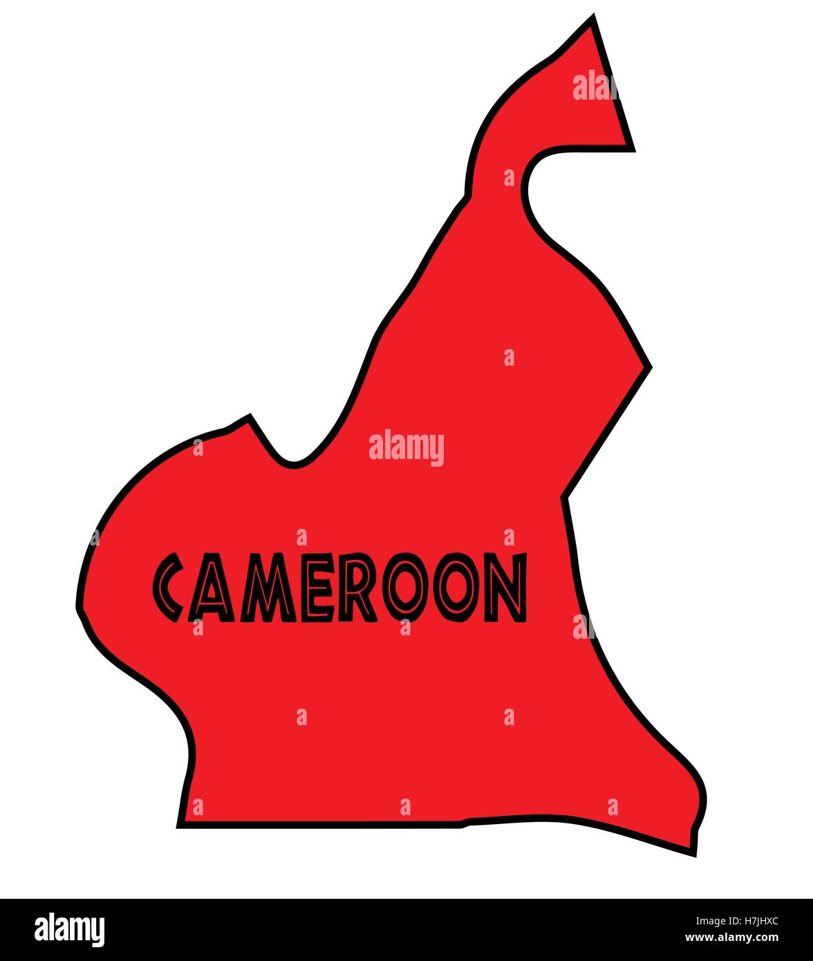 Der Umriß Silhouette Kamerun in rot auf einem weißen Hintergrund Stock Vektor