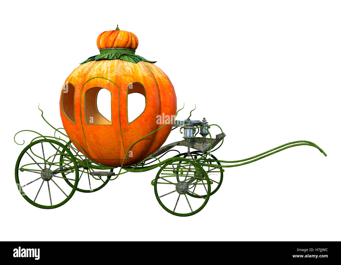 3d Rendering Einer Cinderella Kurbis Kutsche Isoliert Auf Weissem Hintergrund Stockfotografie Alamy
