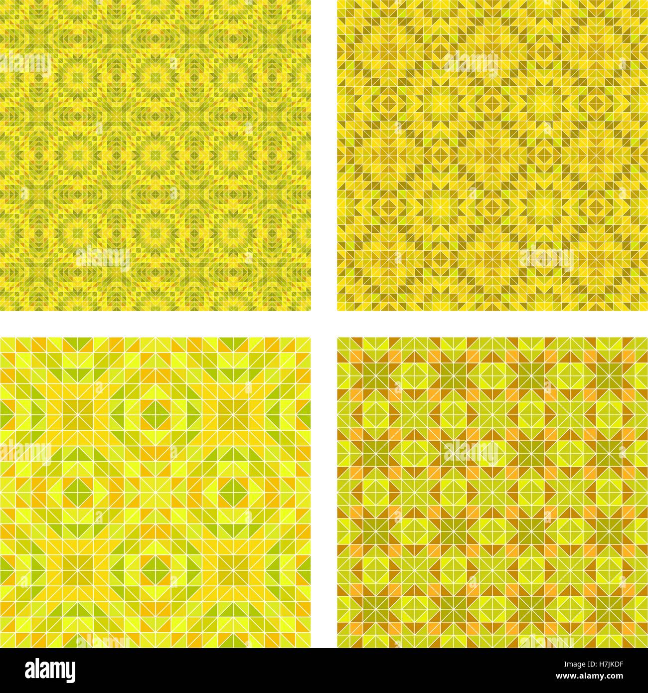 Gelbe buntes Mosaik nahtlose Muster-set Stock Vektor