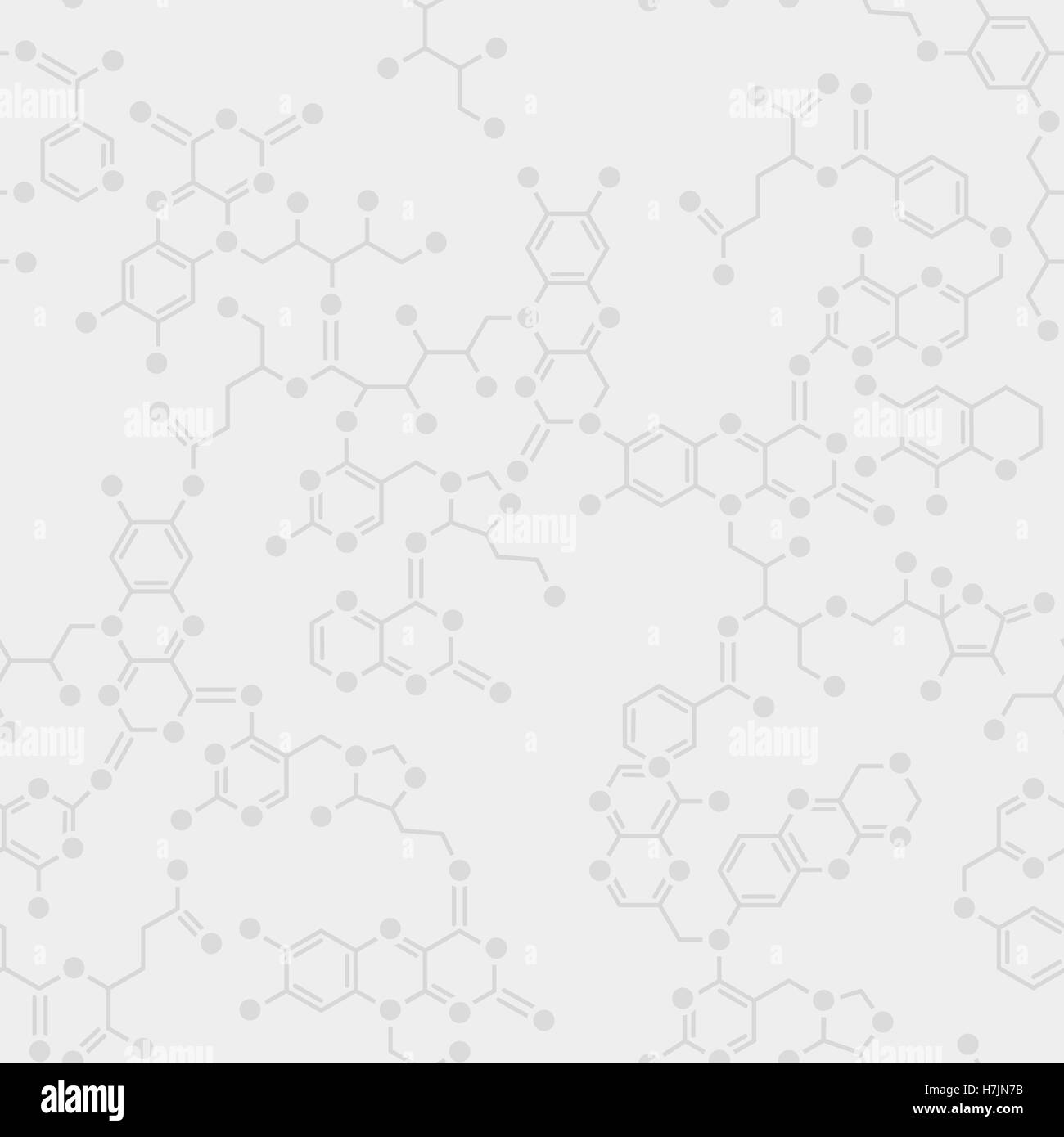 Nahtlose einfache Wissenschaft grauen Hintergrund. Schematische Moleküle binden zusammen. Stock Vektor