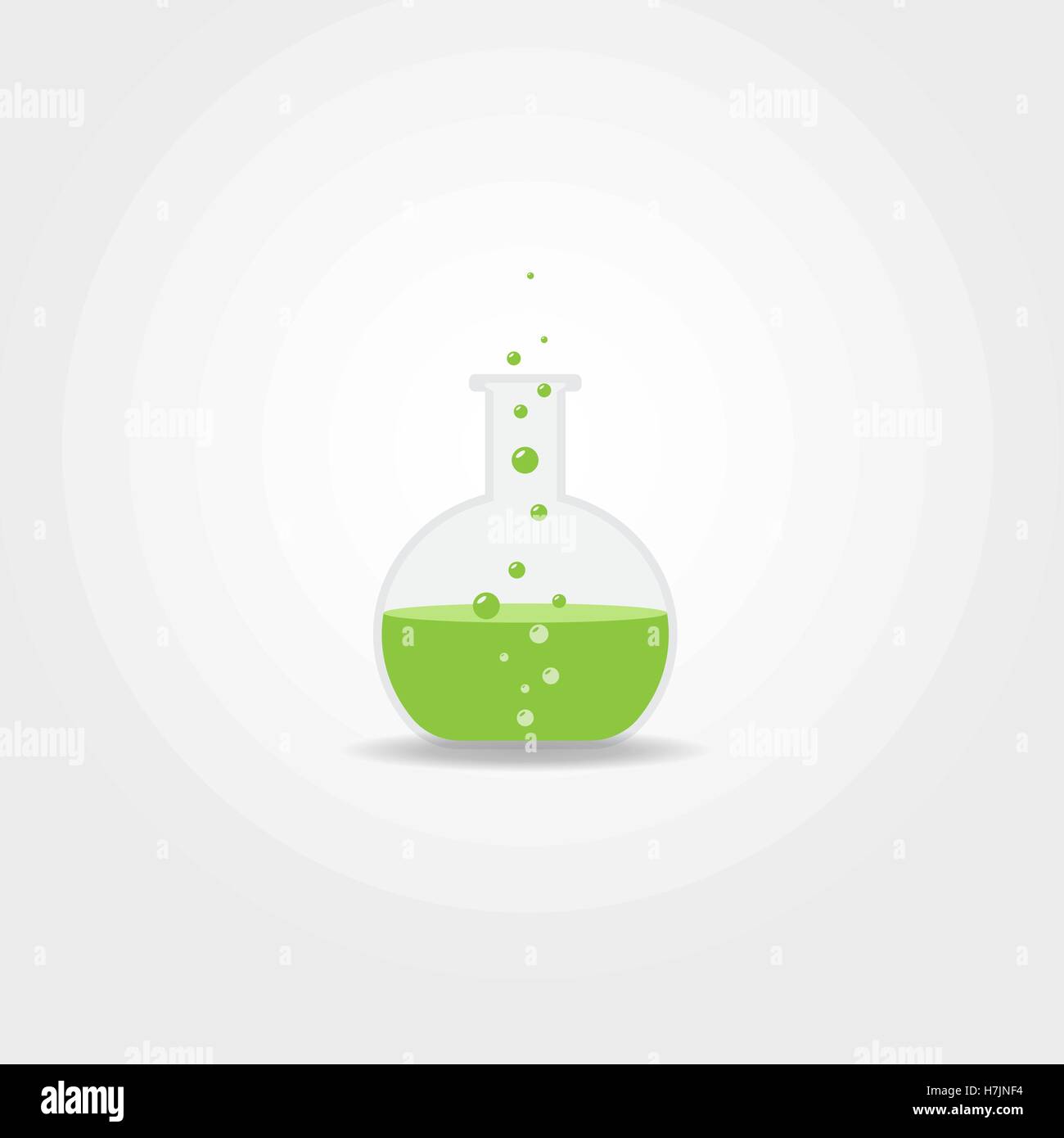 Symbol für wissenschaftliches Labor-Röhrchen mit Flüssigkeit und Luftblasen. Stock Vektor