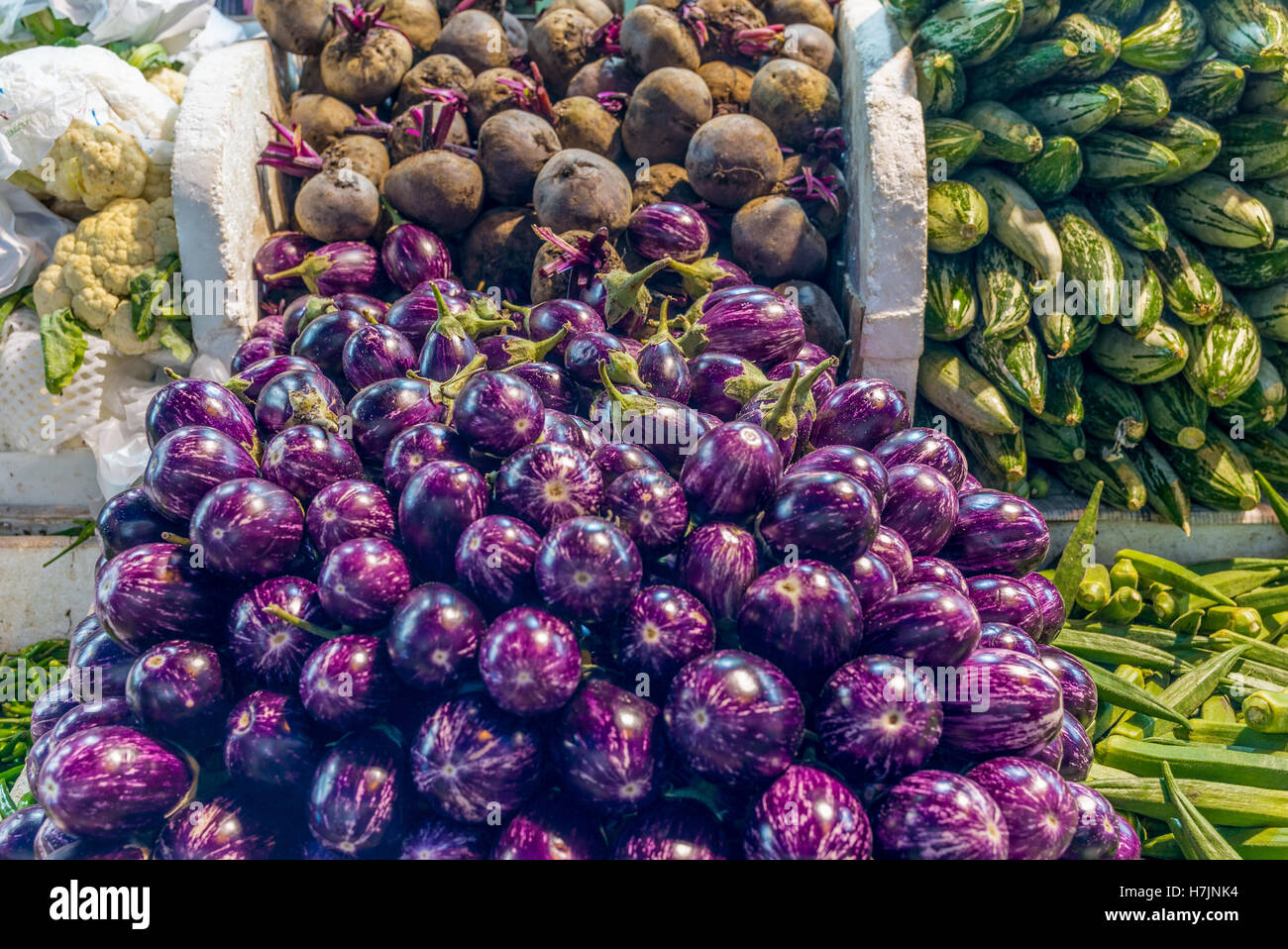 Gemüse in einem chinesischen nassen Markt in Singapur China Town - 1 Stockfoto